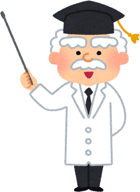 Illustration of a Smiling Professor with a Conductor's Baton